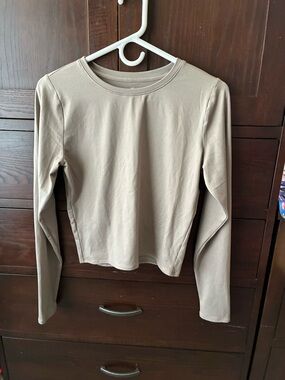 Hollister Long Sleeve Crewneck Top in Taupe Lg
